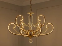 Led kroonluchter – 6016 (6+3) – goud – 9 lichten –54w – 4000k neutraal wit – aluminium - afbeelding 1 van  2