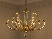 Led kroonluchter – 6016 (6+3) – goud – 9 lichten –54w – 4000k neutraal wit – aluminium - afbeelding 1 van  2