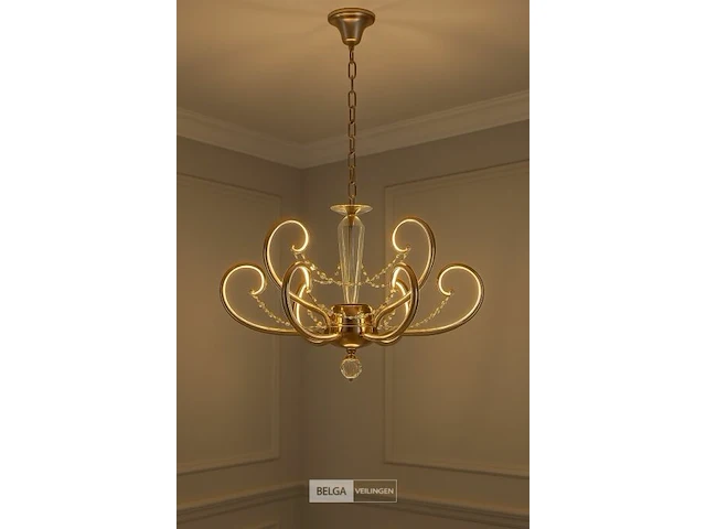 Led kroonluchter – 6016 (6+3) – goud – 9 lichten –54w – 4000k neutraal wit – aluminium - afbeelding 1 van  2
