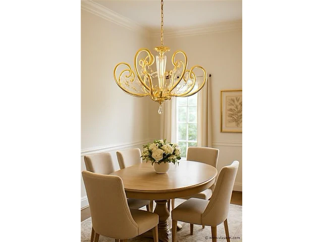 Led kroonluchter – 6016 (8+4) – goud – 12 lichten – 3000k warm wit – aluminium – elegant design - afbeelding 1 van  3