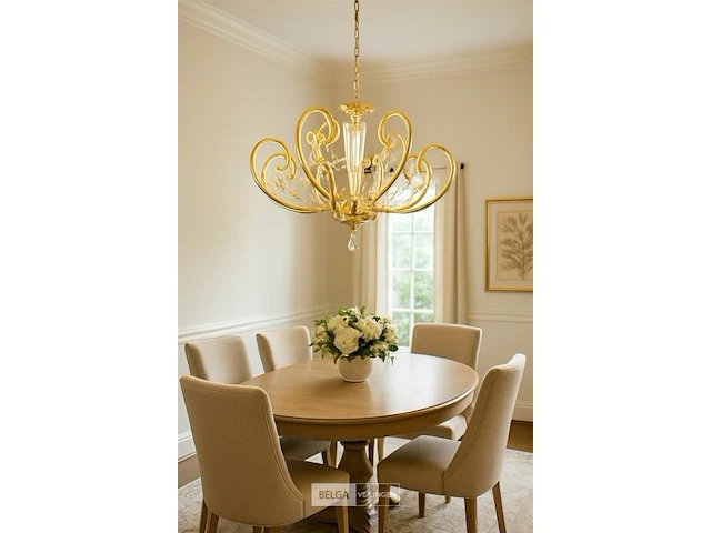 Led kroonluchter – 6016 (8+4) – goud – 12 lichten – 3000k warm wit – aluminium – elegant design - afbeelding 1 van  4