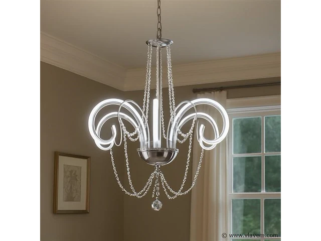 Led kroonluchter – 6017/6 – goud – 6 lampjes – 48w – 3200k neutraal wit – aluminium - afbeelding 1 van  3