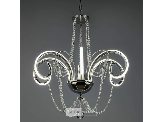 Led kroonluchter – 6017/6 – goud – 6 lampjes – 48w – 3200k neutraal wit – aluminium - afbeelding 3 van  4