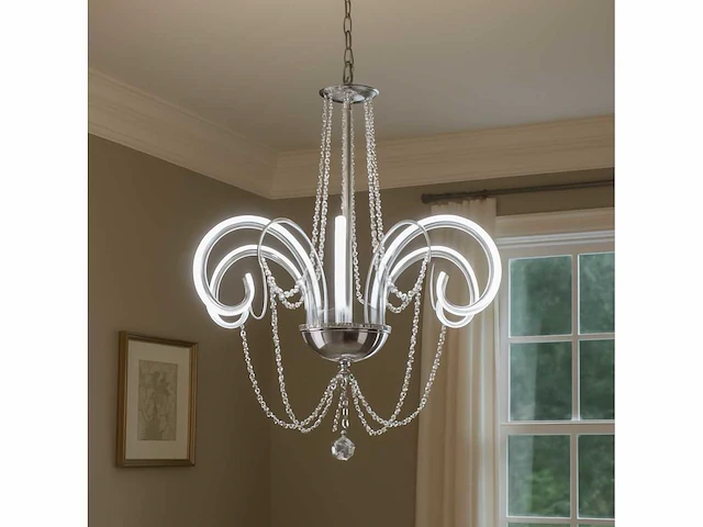 Led kroonluchter – 6017/6 – goud – 6 lampjes – 48w – 3200k neutraal wit – aluminium - afbeelding 1 van  3