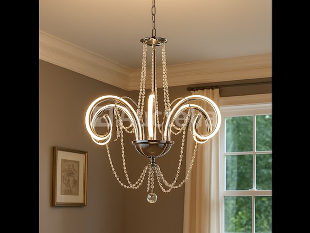 Led kroonluchter – 6017/8 – goud – 8 lichten – 64w – 4000k neutraal wit – aluminium - afbeelding 1 van  4