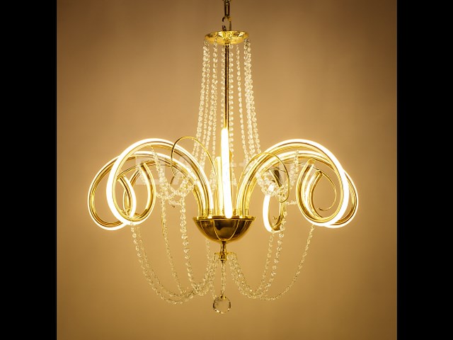 Led kroonluchter – 6017/8 – goud – 8 lichten – 64w – 4000k neutraal wit – aluminium - afbeelding 2 van  4