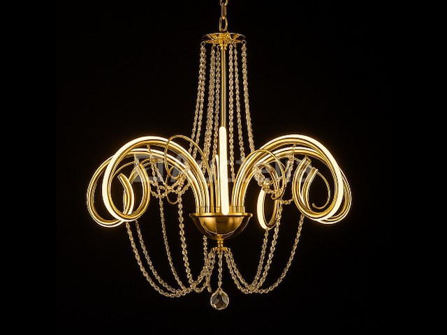 Led kroonluchter – 6017/8 – goud – 8 lichten – 64w – 4000k neutraal wit – aluminium - afbeelding 3 van  4