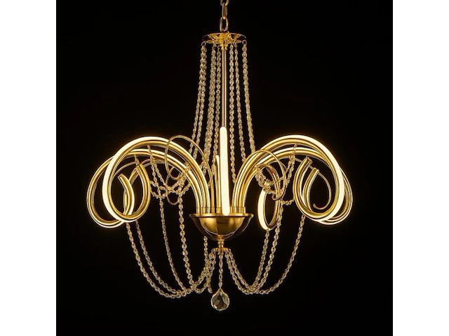 Led kroonluchter – 6017/8 – goud – 8 lichten – 64w – 4000k neutraal wit – aluminium - afbeelding 2 van  4