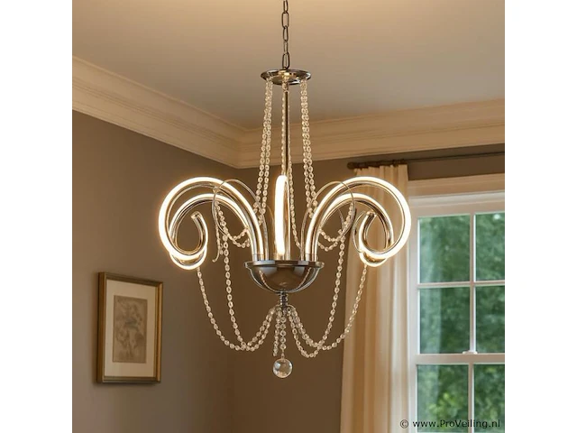 Led kroonluchter – 6017/8 – goud – 8 lichten – 64w – 4000k neutraal wit – aluminium - afbeelding 3 van  4