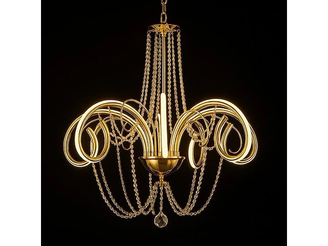 Led kroonluchter – 6017/8 – goud – 8 lichten – 64w – 4000k neutraal wit – aluminium - afbeelding 2 van  4