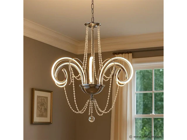 Led kroonluchter – 6017/8 – goud – 8 lichten – 64w – 4000k neutraal wit – aluminium - afbeelding 3 van  4