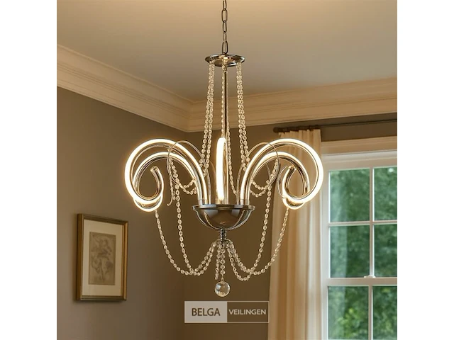 Led kroonluchter – 6017/8 – goud – 8 lichten – 64w – 4000k neutraal wit – aluminium - afbeelding 4 van  5