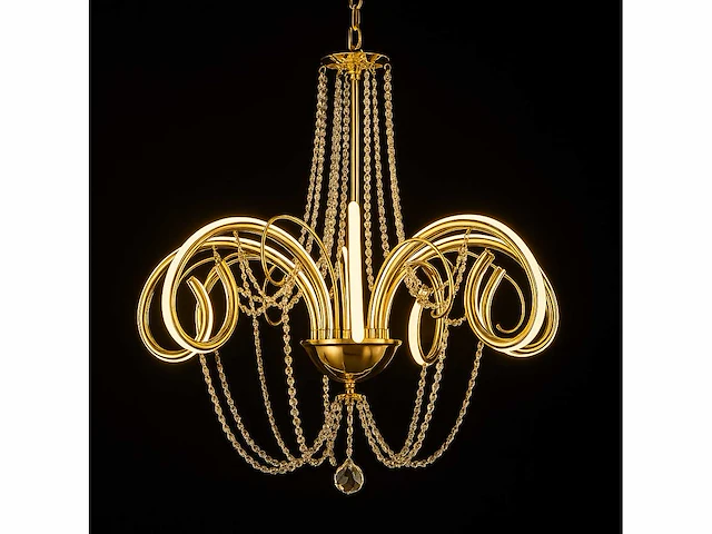 Led kroonluchter – 6017/8 – goud – 8 lichten – 64w – 4000k neutraal wit – aluminium - afbeelding 2 van  4