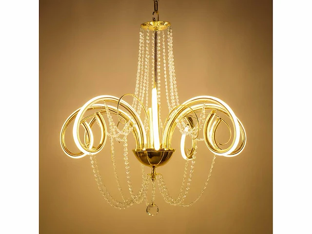 Led kroonluchter – 6017/8 – goud – 8 lichten – 64w – 4000k neutraal wit – aluminium - afbeelding 4 van  4