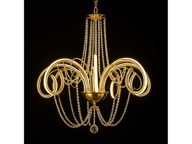 Led kroonluchter – 6017/8 – goud – 8 lichten – 64w – 4000k neutraal wit – aluminium - afbeelding 2 van  4