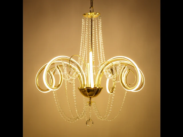 Led kroonluchter – 6017/8 – goud – 8 lichts – 64w – 4000k neutraal wit – aluminium - afbeelding 3 van  4