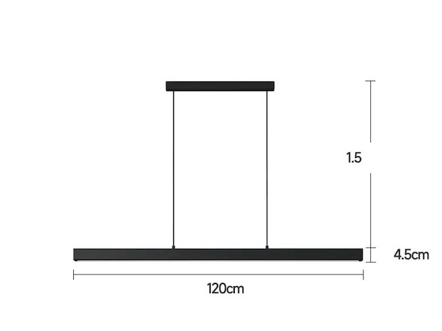 Led lineaire hanglamp – 35w – 120cm – zwart – inclusief montageset (x1) - afbeelding 3 van  5