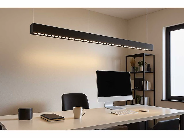 Led lineaire hanglamp – 35w – 120cm – zwart – ingebouwde led – inclusief montageset - afbeelding 1 van  6