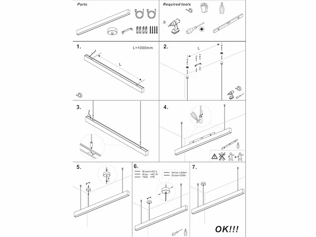 Led lineaire hanglamp zwart (10x) - afbeelding 5 van  6