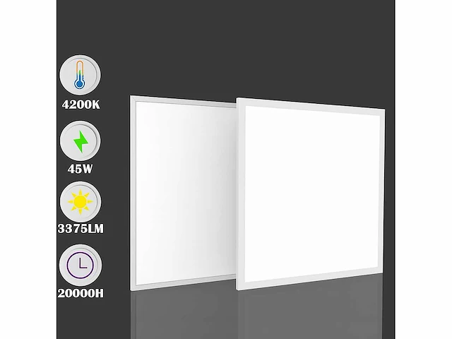 Led-paneel 45w – 595 × 595 mm – 3375 lumen – 4200k neutraal wit – super eco (x60) - afbeelding 2 van  4