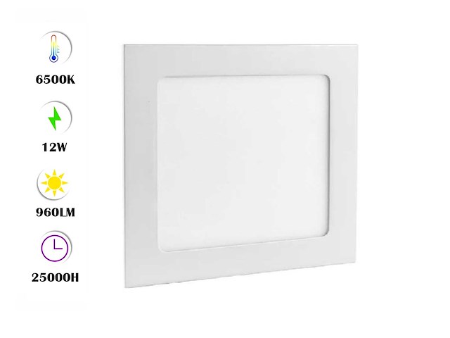 Led-paneel – inbouw vierkant – 12w – 6500k – koud wit (x10) - afbeelding 1 van  4