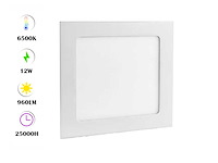 Led-paneel – inbouw vierkant – 12w – 6500k – koud wit (x10) - afbeelding 1 van  4