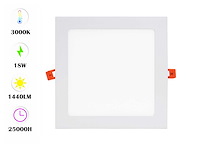 Led-paneel – inbouw vierkant – 18w – 3000k – warm wit (x10) - afbeelding 1 van  4