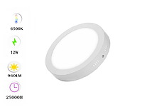Led-paneel – ronde opbouwmontage – 12w – 6500k – koud wit (x10) - afbeelding 1 van  4