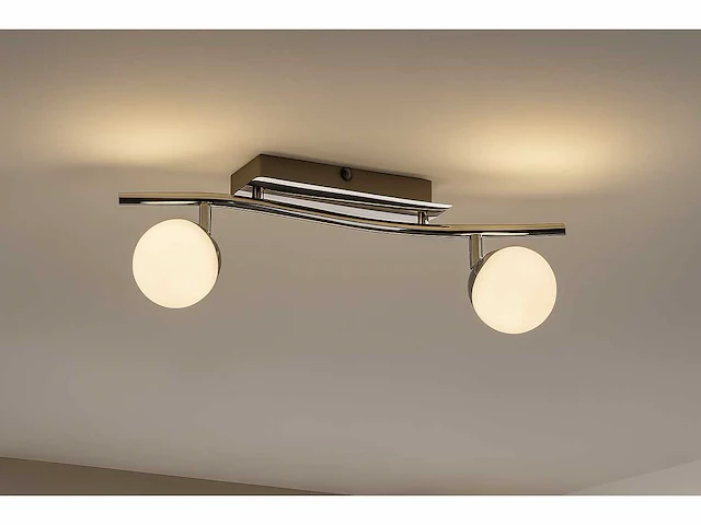 Led plafondlamp – 2 spots – hl7182l – 2 x 4w max – 4000k – neutraal wit – zilver (x4) - afbeelding 1 van  4