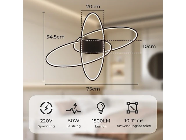 Led plafondlamp ellips zwart - afbeelding 3 van  5