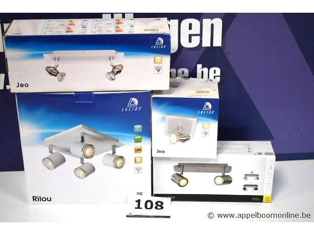 Led plafondlamp vv 4 spots lucide rilou plus 2 plafondlampen vv 2spots lucide en plafondspot lucide - afbeelding 1 van  5