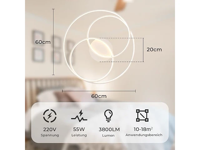Led plafondlamp wit 55cm - afbeelding 5 van  6