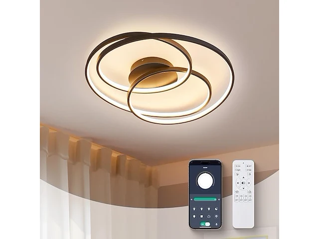 Led plafondlamp zwart 55cm - afbeelding 1 van  5