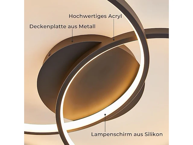 Led plafondlamp zwart 55cm - afbeelding 4 van  5