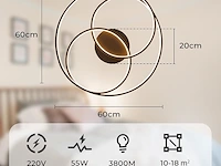 Led plafondlamp zwart 55cm - afbeelding 2 van  5