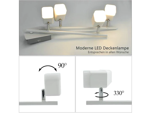 Led-plafondspot met 4 spots - afbeelding 3 van  4