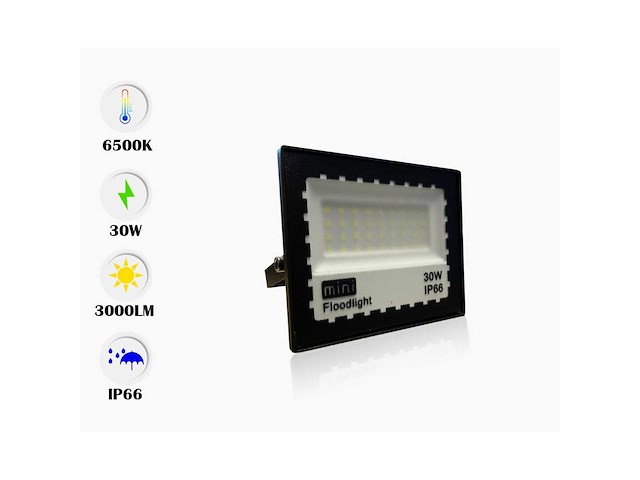 Led schijnwerper 30w mini – 6500k koud wit – ip65 – 2400 lm – smd (x10) - afbeelding 2 van  5
