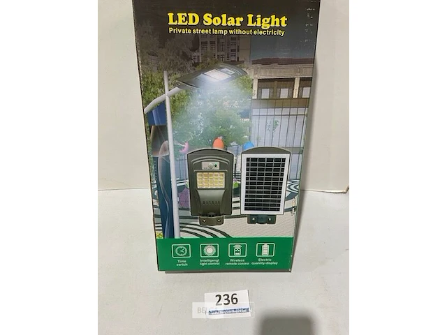 Led solar staatlamp met zonnepaneel 30w - afbeelding 1 van  3