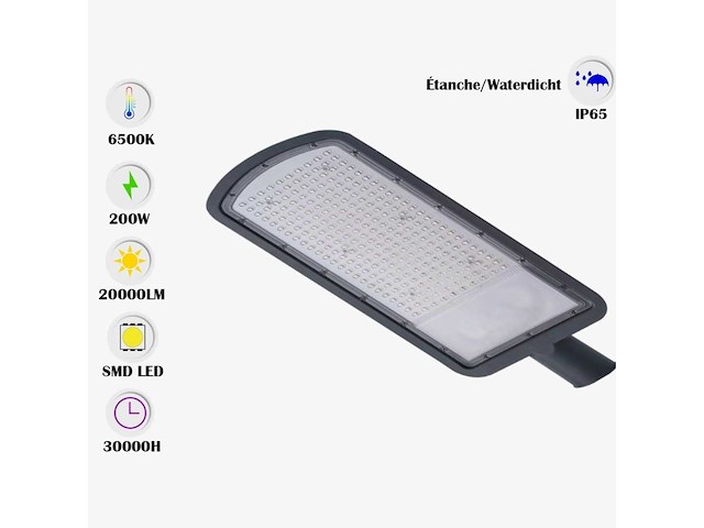 Led straatverlichting 200w – 6500k koud wit – ip65 waterdicht – 20.000 lm (x3) - afbeelding 6 van  6