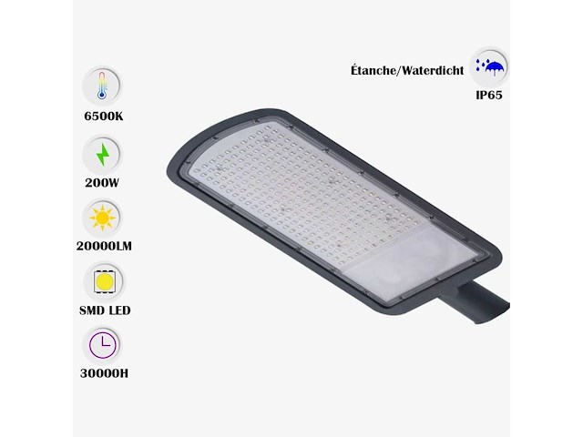 Led straatverlichting 200w – 6500k koud wit – ip65 waterdicht – 20.000 lm (x5) - afbeelding 6 van  6