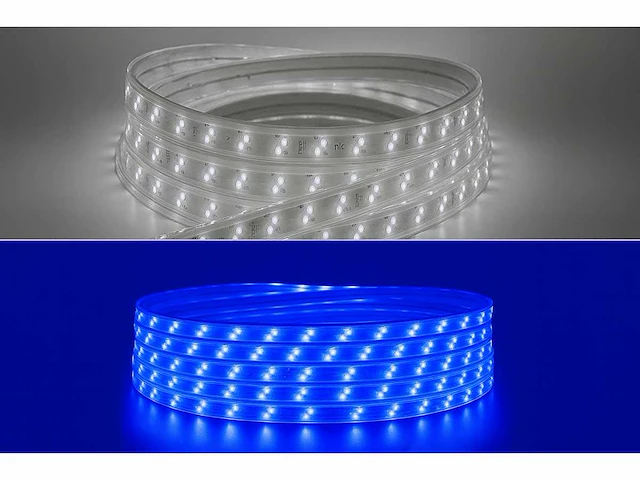 Led strip 25m – 10w/m – blauw & koud wit – ip65 waterdicht – smd 2835 (x2) - afbeelding 1 van  6