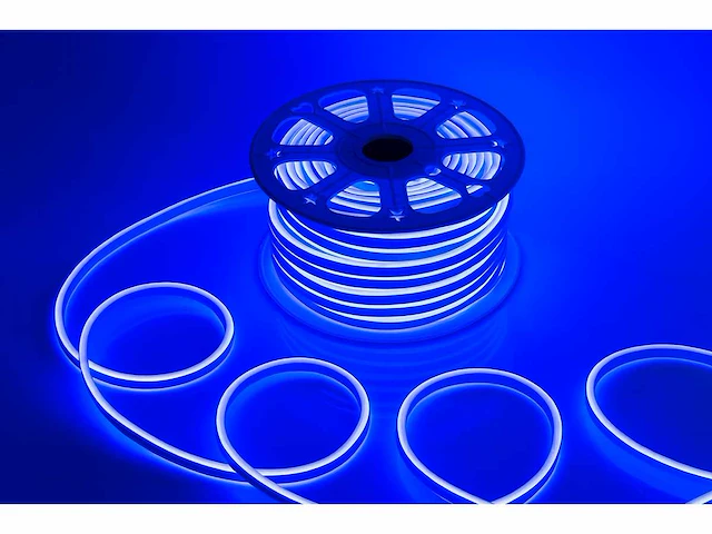 Led strip neon waterdicht 50m – blauw – 8w/m – ip65 – gebruik binnen/buiten - afbeelding 1 van  5