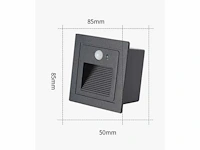 Led trapverlichting met sensor – 3w – 270 lm – 3000k warm wit – ip65 waterdicht – inbouw vierkant – antraciet (ly03) (x5) - afbeelding 2 van  5