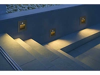Led trapverlichting met sensor – 3w – 270 lm – 3000k witwarm – ip65 waterdicht – inbouw vierkant – antraciet (ly03) (x10) - afbeelding 1 van  5
