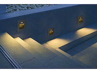Led trapverlichting met sensor – 3w – 270 lm – 3000k witwarm – ip65 waterdicht – inbouw vierkant – antraciet (ly03) (x10) - afbeelding 1 van  5
