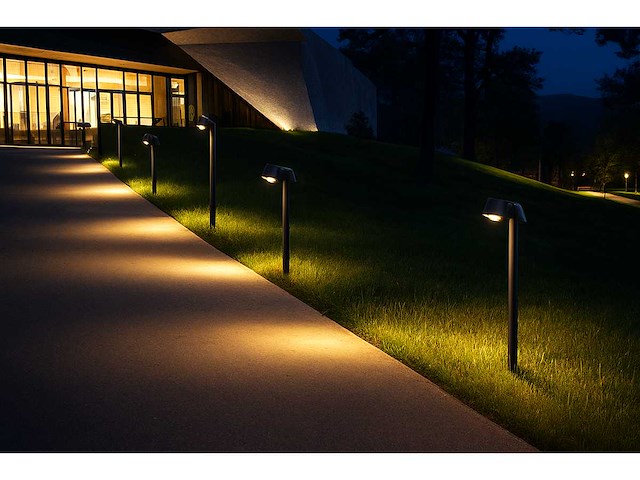 Led tuinlamp – 2 x gu10 roterend – 60 cm – ip54 waterdicht – zwart (sla-34) (x6) - afbeelding 1 van  5