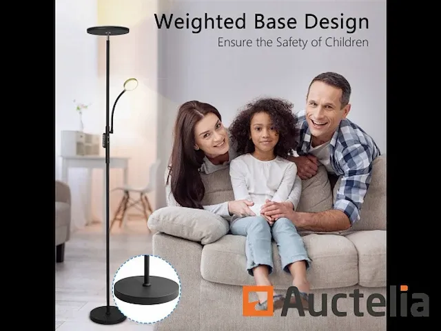 Led vloerlamp met verstelbare lees- lamp - afbeelding 2 van  6