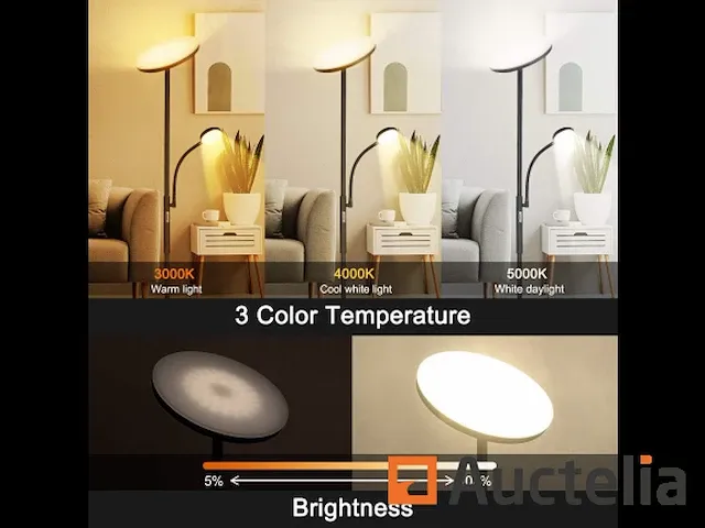 Led vloerlamp met verstelbare lees- lamp - afbeelding 4 van  6