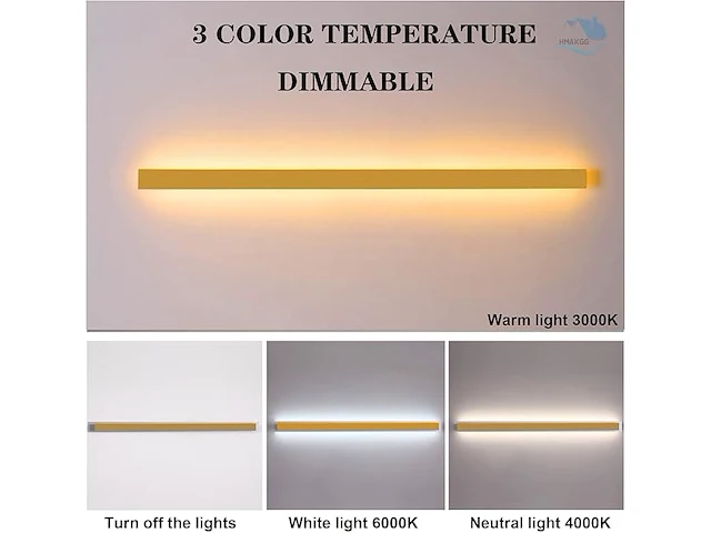 Led wandlamp 100cm goudkleurig - afbeelding 2 van  4