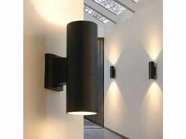 Led wandlamp bidirectioneel – cilindrisch – zwart (10x) - afbeelding 1 van  4